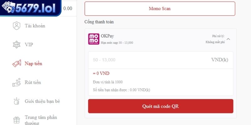 Nạp Tiền 5679 – Giao Dịch Siêu Tốc An Toàn Bảo Mật Từng Giây 2 Chuyển khoản qua Momo