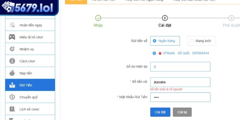 Rút Tiền 5679 – Nhận Thưởng Nhanh Quy Trình Minh Bạch  3 Một số chú để tránh phát sinh lỗi